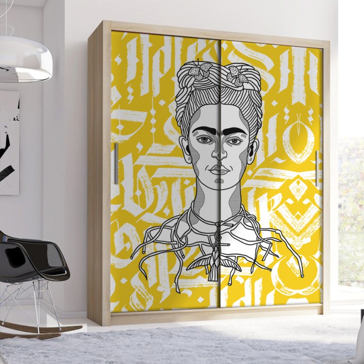 Αυτοκόλλητο Ντουλάπας Abstract lineart of Frida Kahlo