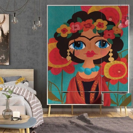 Χαρούμενο Πολύχρωμο Πορτρέτο της Frida Kahlo