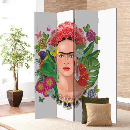 Frida Kahlo Floral Exotic Portrait Παραβάν