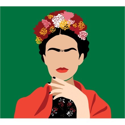 Frida Kahlo on green background