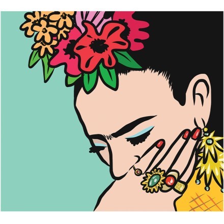 Frida Kahlo's hand with gold finger rings