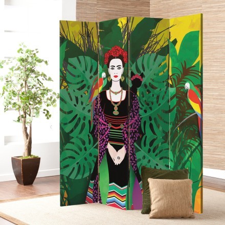 Frida Kahlo with floral background Παραβάν