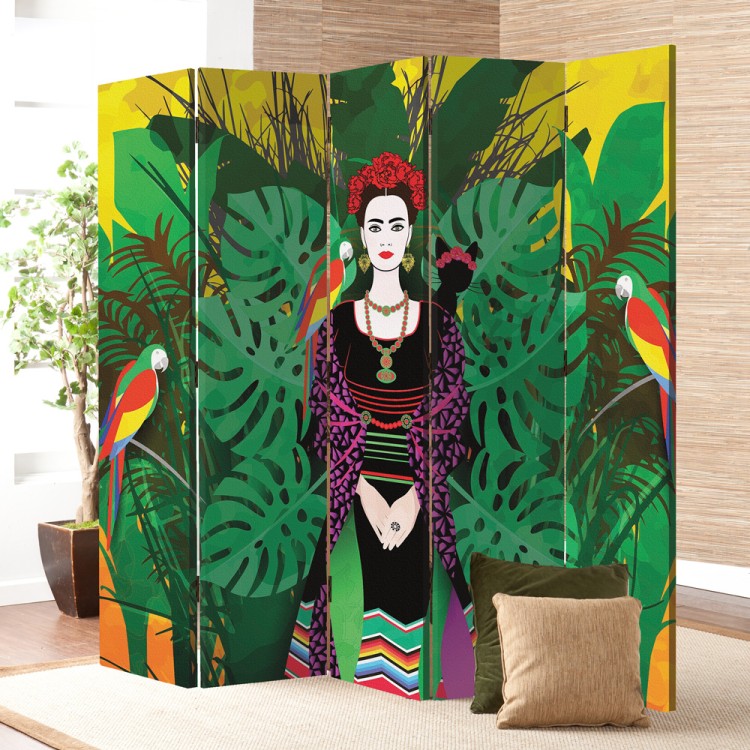 Παραβάν Frida Kahlo with floral background