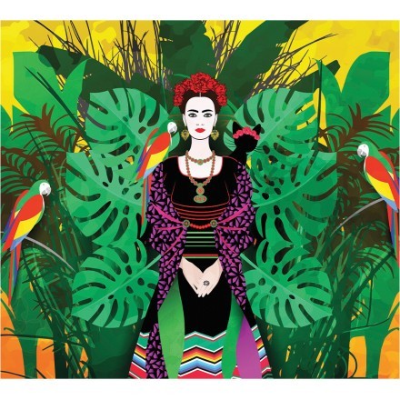 Frida Kahlo with floral background