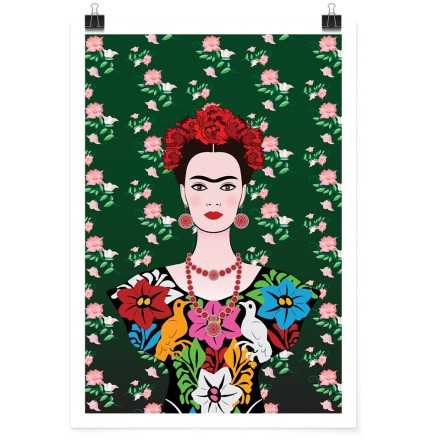Frida Kahlo portrait with traditional hairstyle Πόστερ