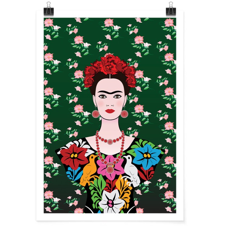 Πόστερ Frida Kahlo portrait, mexican woman with a traditional hairstyle