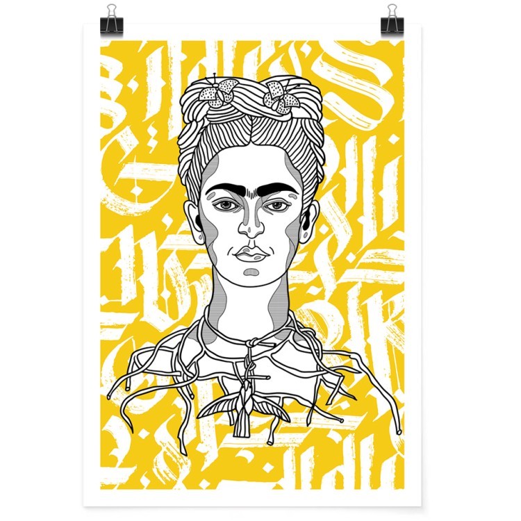 Πόστερ Abstract gothic calligraphy of Frida Kahlo