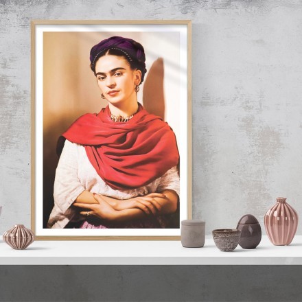 Frida kahlo with a red scarf