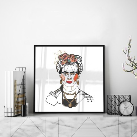 Frida Kahlo Colorful Lineart