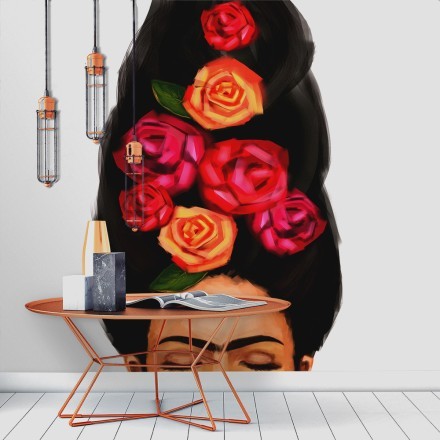 Frida Kahlo with flowers in her hair Ταπετσαρία Τοίχου