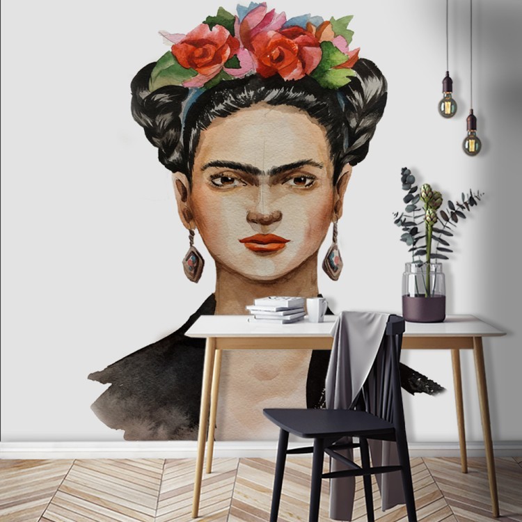 Ταπετσαρία Τοίχου Frida Kahlo with a wreath on her head and a black handkerchief