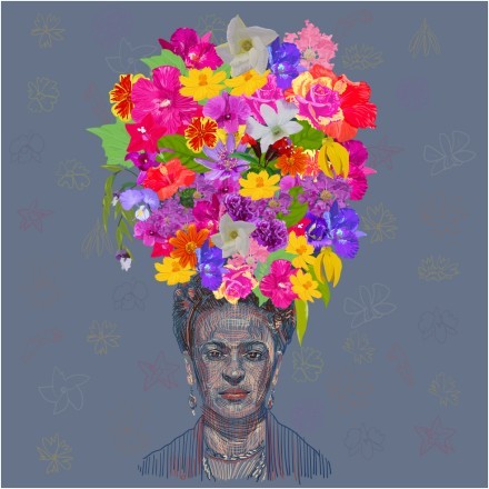 Floral Portrait of Frida Kahlo