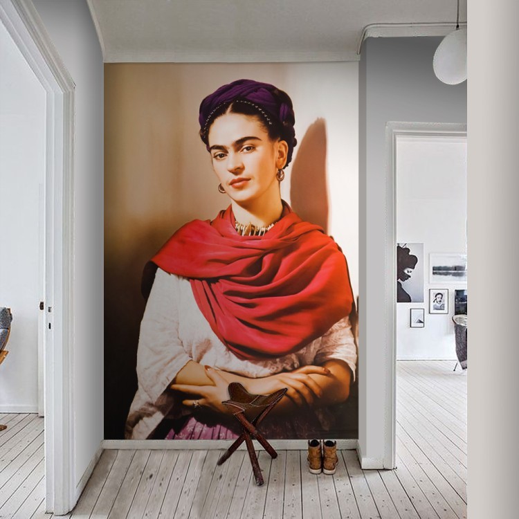 Ταπετσαρία Τοίχου Frida kahlo with a red scarf