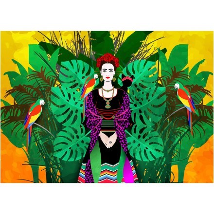 Frida Kahlo with floral background