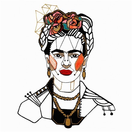 Frida Kahlo with Red lips