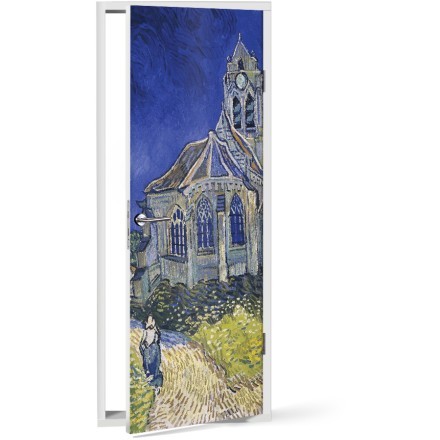 The Church at Auvers Oil Paint Αυτοκόλλητο Πόρτας