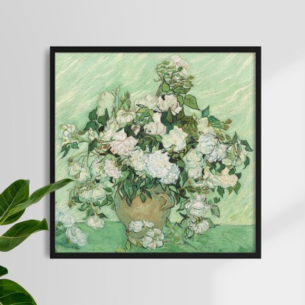 Still Life: Vase with Pink Roses Oil on canvas Πίνακας σε Καμβά