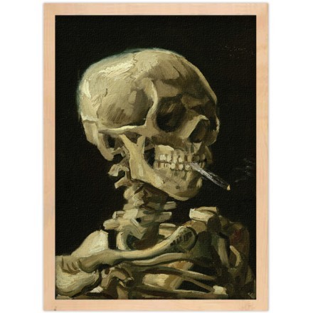 Skull of a Skeleton with Burning Cigarette Oil on canvas