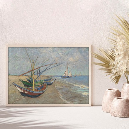 Fishing Boats on the Beach at Les Saintes-Maries Πίνακας σε Καμβά