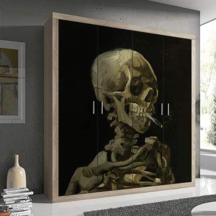 Skull of a Skeleton with Burning Cigarette