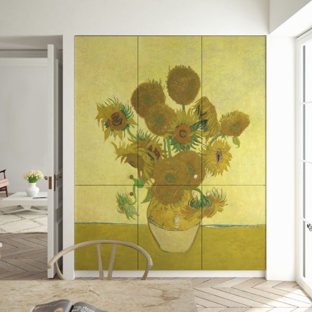 Vase with Fifteen Sunflowers Αυτοκόλλητο Ντουλάπας