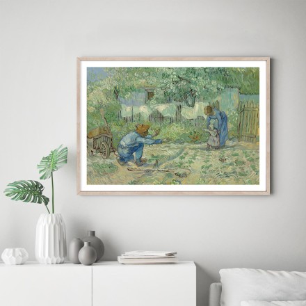 First Steps, after Millet oil on canvas