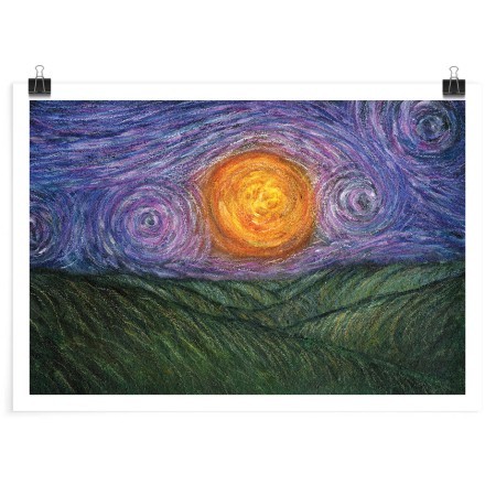 Green hills and sun oil painting Πόστερ