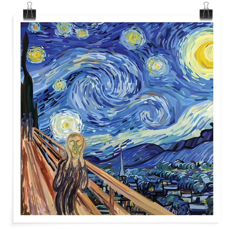 Πόστερ The Scream at The Starry Night