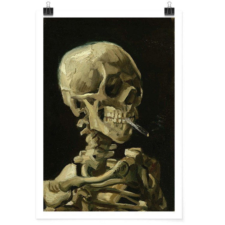 Πόστερ Head of a Skeleton with a Burning Cigarette