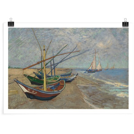 Fishing Boats on the Beach at Les Saintes-Maries oil painting Πόστερ