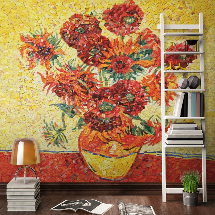 Ταπετσαρία Τοίχου Colorful sunflowers (1)