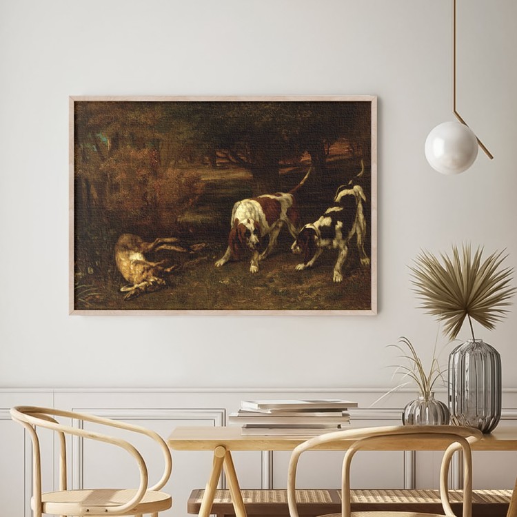 Πίνακας σε Καμβά Hunting dogs with dead hare