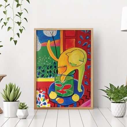 Cat And Goldfish Πίνακας σε Καμβά