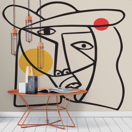 Abstract line face (1) Ταπετσαρία Τοίχου