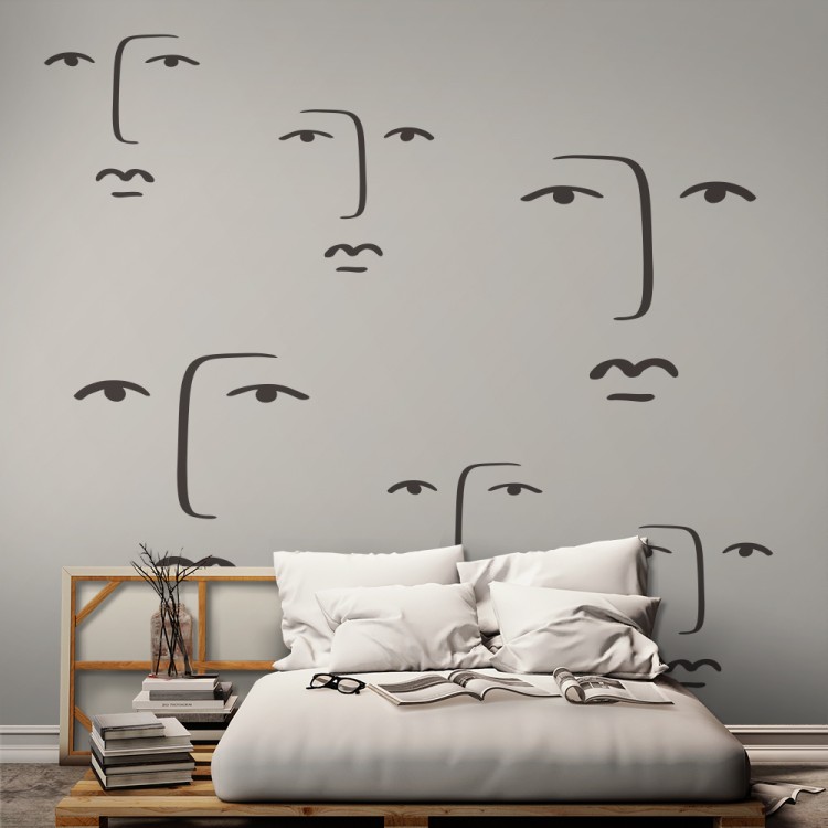 Ταπετσαρία Τοίχου Face line art