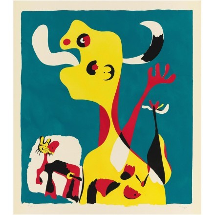 Femme et Chien devant la Lune