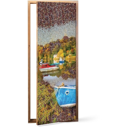 Boats on the river sticker Αυτοκόλλητο Πόρτας
