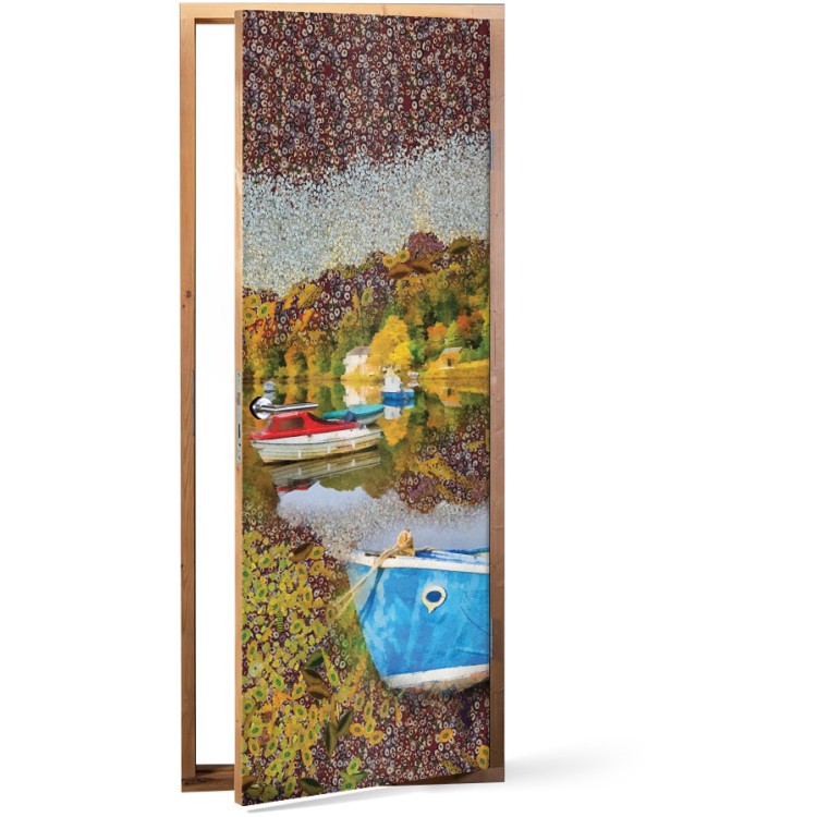 Αυτοκόλλητο Πόρτας Boats on the river sticker