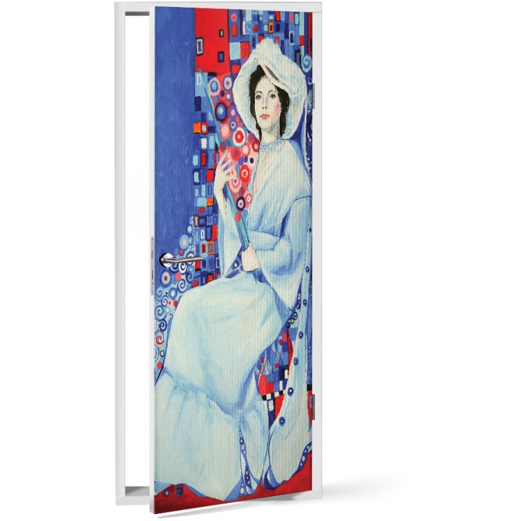Αυτοκόλλητο Πόρτας Woman in a white dress (4)