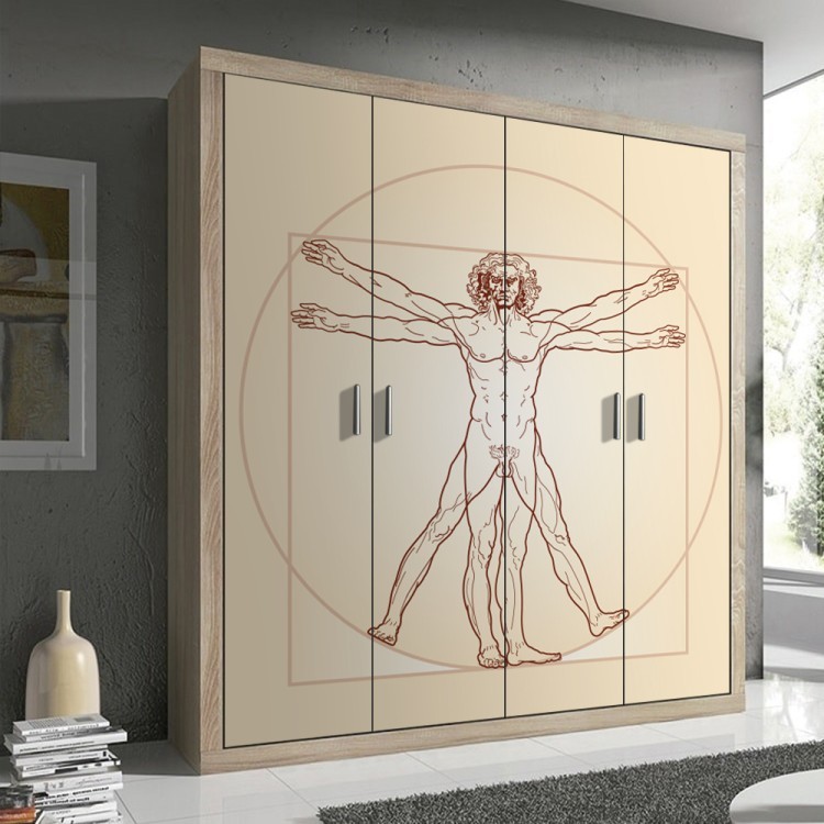 Αυτοκόλλητο Ντουλάπας The Vitruvian man