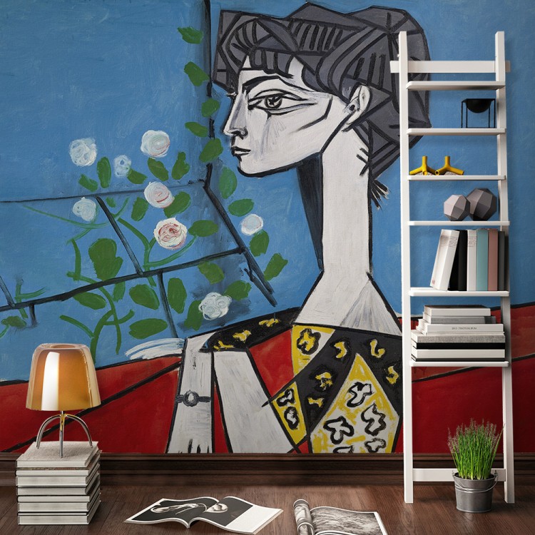 Ταπετσαρία Τοίχου Jacqueline with flowers, Cubist oil