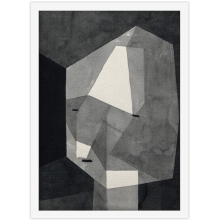 Rough-Cut Head, Ink wash and graphite