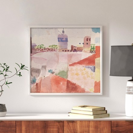 Hammamet with Mosque, Watercolor and graphite Πίνακας σε Καμβά