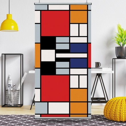 Composition with Large Red Plane, Yellow, Black, Gray and Blue, Oil on canvas Διαχωριστικό Panel