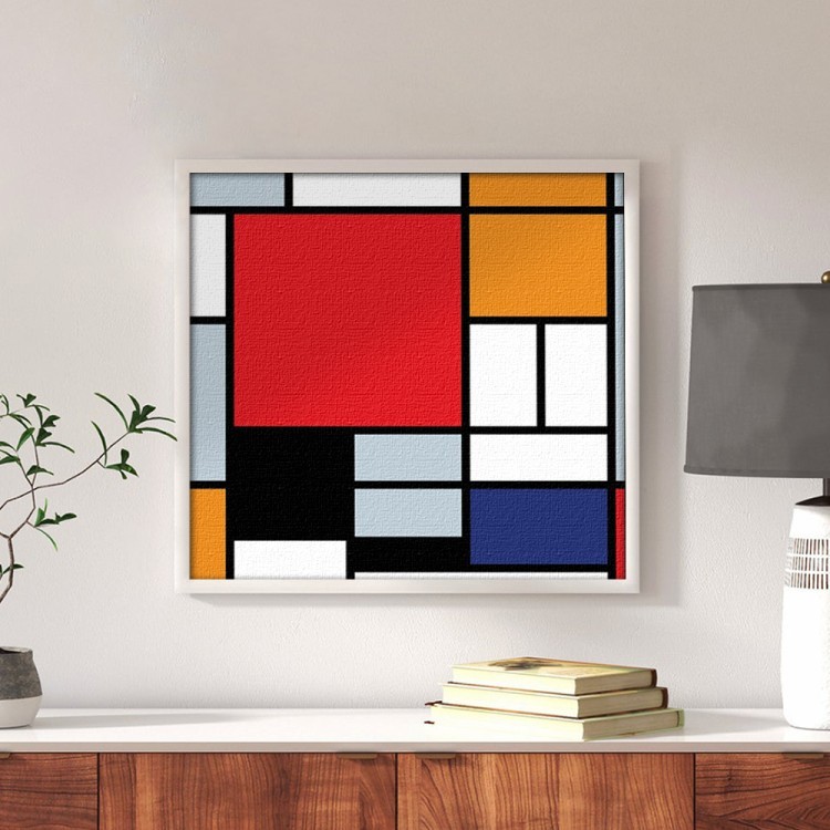 Πίνακας σε Καμβά Composition with Large Red Plane, Yellow, Black, Gray and Blue