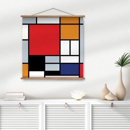 Composition with Large Red Plane, Yellow, Black, Gray and Blue (2) Μαγνητικός Πίνακας