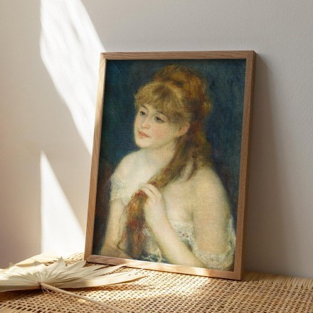 Young Woman Braiding Her Hair