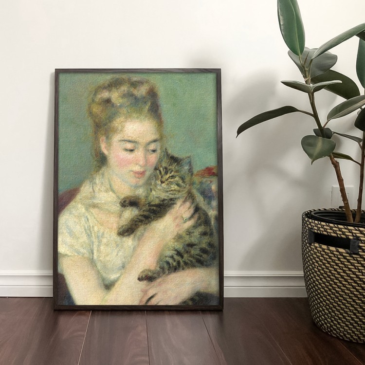 Πίνακας σε Καμβά Woman with a Cat