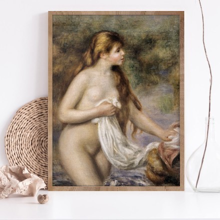 Bather with long hair