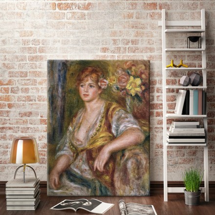 Blonde Woman with a Rose Πίνακας σε Καμβά